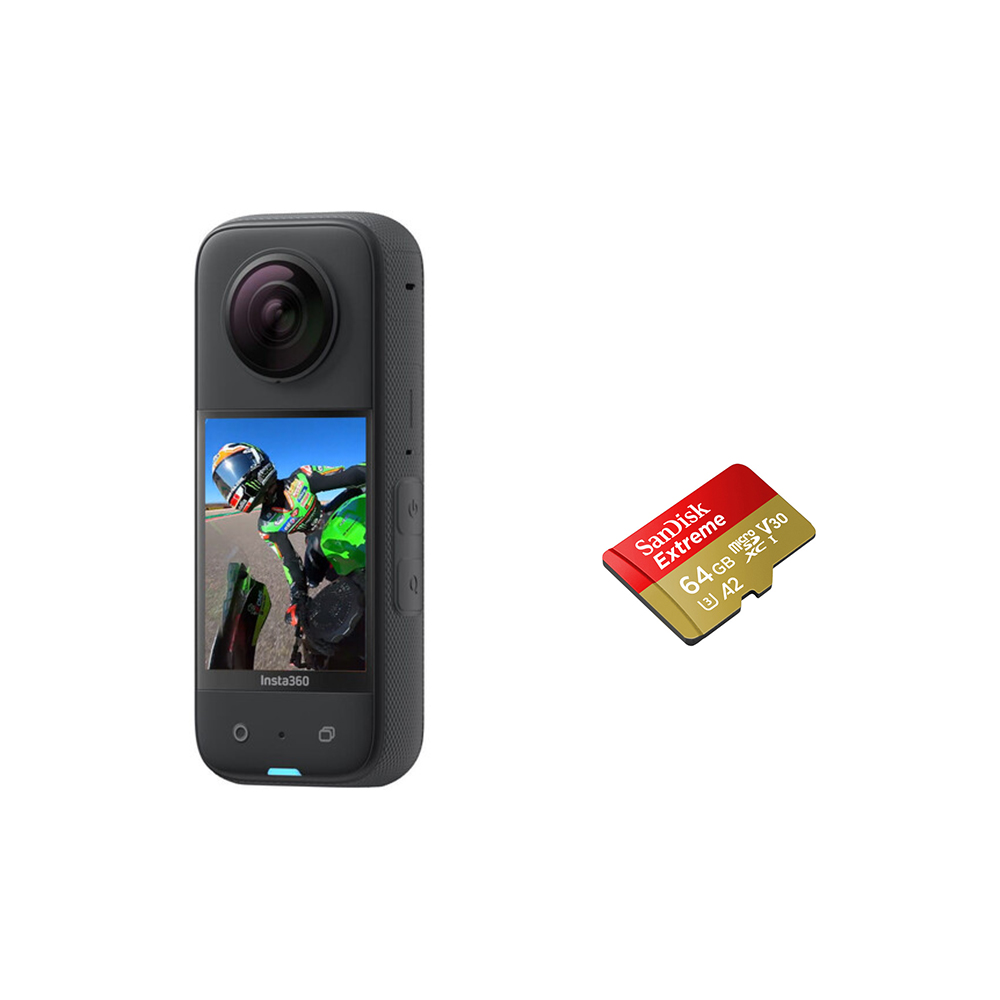 INSTA360 CINSAAQ/B X3 POCKET 360° ACTION CAMERA + 64GB MEMORY CARD