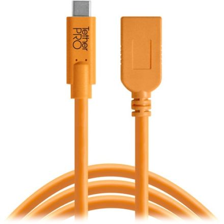 TETHER TOOLS TETHERPRO CUCA415-ORG USB-C MALE TO USB-A 3.0 FEMALE EXTENTION CABLE (4.6M)
