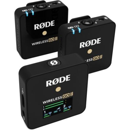RODE WIRELESS GO II 2-PERSON COMPACT DIGITAL WIRELESS MICROPHONE SYSTEM/RECORDER (2.4GHZ, BLACK)
