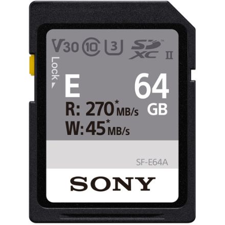 SONY SF-E64/T1 64GB E SERIES UHS-II SDXC MEMORY CARD 270/70 MB/S