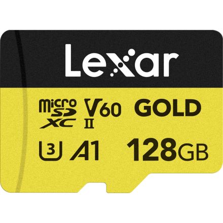 LEXAR 128GB GOLD MICROSDXC UHS-II CARD UP TO 280MB/S READ AND 100MB/S WRITE C10 A1 V60 U3 LMSGOLD128G-BNNNG
