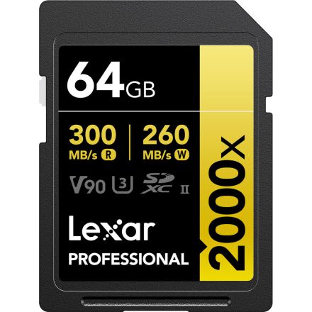 LEXAR LSD2000064G-BNNNG PROFESSIONAL 2000X SDHC UHS-II 64GB MEMORY CARD 300MB/S - 260MB/S C10 V90 U3