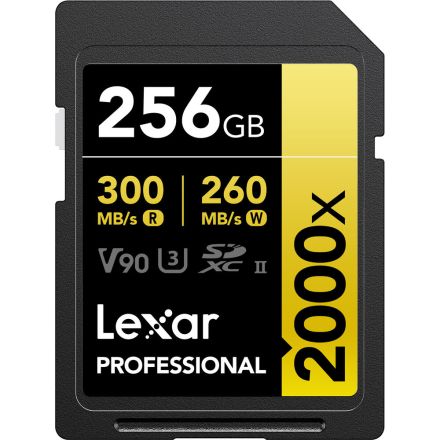 LEXAR PROFESSIONAL 2000X SDHC UHS-II 256GB MEMORY CARD 300MB/S - 260MB/S C10 V90 U3 - LSD2000256G-BNNNG