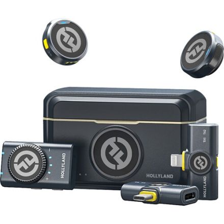 HOLLYLAND LARK M2 DUO-COMBO ALL-IN-ONE WIRELESS LAVALIER MICROPHONE SYSTEM (SHINE CHARCOAL)