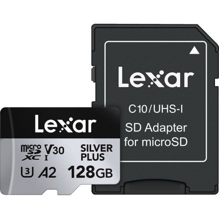 LEXAR 128GB PROFESSIONAL SILVER PLUS MICROSDXC UHS-I CARD, UP TO 205MB/S READ 150MB/S WRITE C10 V30 U3 - LMSSIPL128G-BNANG