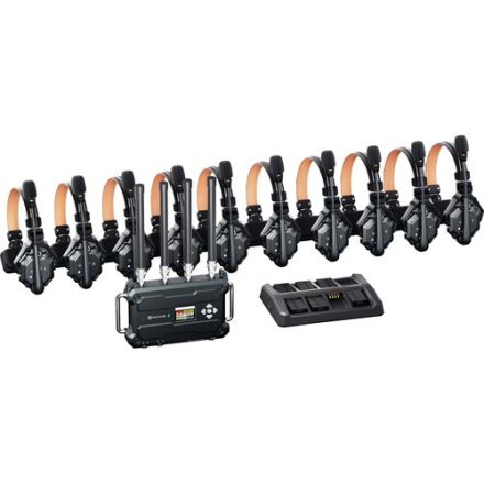 HOLLYLAND SOLIDCOM C1 PRO ROAMING HUB 10S FULL-DUPLEX WIRELESS INTERCOM SYSTEM WITH 10 SINGLE-EAR HEADSETS (V-MOUNT, 1.9 GHZ)