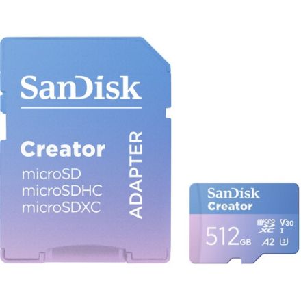 SANDISK CREATOR MICRO SD CARD 512GB 190MB/S READ 130MB/S WRITE