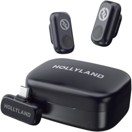 HOLLYLAND LARK A1 DUO 2-PERSON WIRELESS MICROPHONE SYSTEM WITH USB-C CONNECTOR FOR MOBILE DEVICES (SPACE GRAY, 2.4 GHZ)