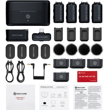 HOLLYLAND LARK MAX 2 COMBO 4-PERSON WIRELESS MICROPHONE SYSTEM FOR CAMERAS AND MOBILE DEVICES(SPACEGRAY)