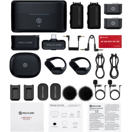 HOLLYLAND LARK MAX 2 ULTIMATE COMBO 2-PERSON WIRELESS MICROPHONE SYSTEM FOR CAMERAS AND MOBILE DEVICES(SPACE GRAY)