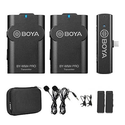 BOYA BY-WM4 PRO-K6 2.4 GHZ WIRELESS MICROPHONE SYSTEM FOR ANDROID AND OTHER TYPE-C DEVICES (RECEIVER & TRANSMITTER)