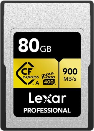 LEXAR 80GB LEXAR PROFESSIONAL CFEXPRESS TYPE A MEMORY CARD GOLD SERIES, UP TO 900MB/S READ 800MB/S WRITE VPG 400 - LCAGOLD080G-RNENG