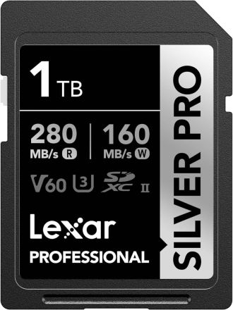 LEXAR 1TB PROFESSIONAL SILVER PRO SDXC UHS-II CARD, UP TO 280MB/S READ, 160MB/S WRITE, C10 U3 V60 - LSDSIPR001T-BNNNG