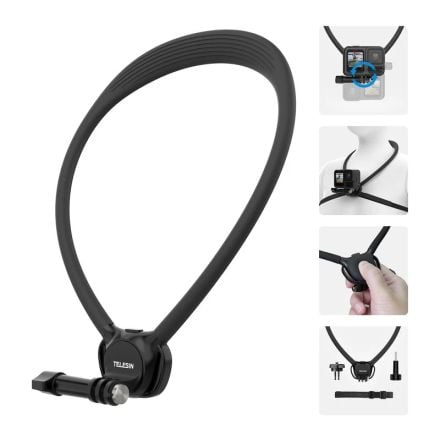 TELESIN P2-HNB-02 NECK HOLDER WITH MAGNETIC PHONE HOLDER (BLACK)