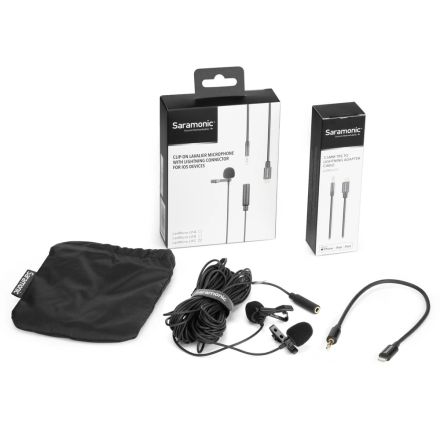SARAMONIC LAVMICRO U1C 6 METER LAVALIER MICROPHONE WITH DETACHABLE LIGHTNING CONNECTOR AND 2 MIC CAPSULES