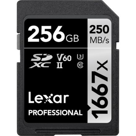 LEXAR 256GB PROFESSIONAL SILVER PRO SDXC UHS-II CARD, UP TO 280MB/S READ, 160MB/S WRITE, C10 U3 V60 - LSDSIPR256G-BNNNG