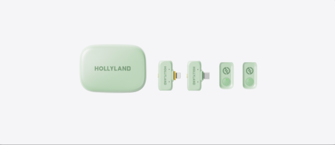 HOLLYLAND LARK A1 COMBO 2-PERSON WIRELESS MICROPHONE SYSTEM WITH USB-C AND LIGHTNING CONNECTORS FOR MOBILE DEVICES (MINT GREEN , 2.4 GHZ)