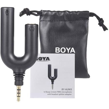 BOYA BY AUM3 U SHAPE 3.5MM TRRS OMNIDIRECTIONAL MIC WITH HEADSET SPLITTER ADAPTER FOR IPHONE IPAD ANDROID