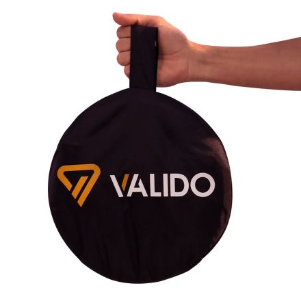 VALIDO LENTO 5-IN-1 COLLAPSIBLE CIRCULAR REFLECTOR WITH HANDLES (80 CM) SOFT,BLACK,WHITE SILVER & GOLD SURFACES