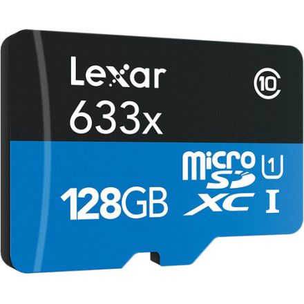 LEXAR HIGH-PERFORMANCE 633X MICROSDXC UHS-I 128GB MEMORY CARD 100MB/S - 45MB/S C10 A1 V30 U3