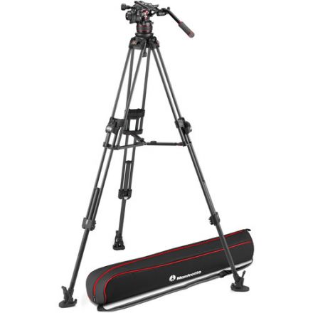MANFROTTO MVK612TWINFC 612 NITROTECH FLUID HEAD WITH 645 FAST TWIN CARBON FIBER TRIPOD SYSTEM AND BAG