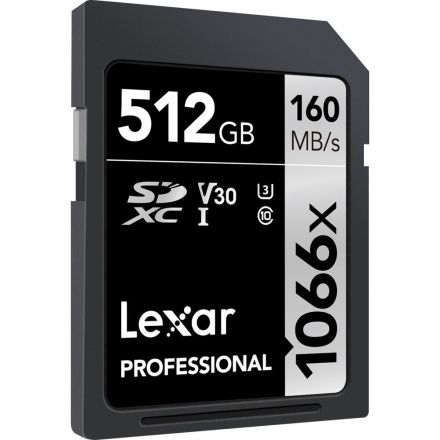 LEXAR PROFESSIONAL 1066X SDXC UHS-I 512GB MEMORY CARD 160MB/S - 120MB/S C10 V30 U3