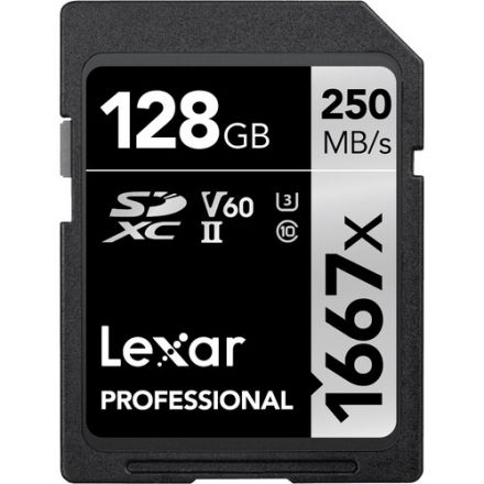 LEXAR PROFESSIONAL 128GB SDXC UHS-II MEMORY CARD 250/120MB/S 1667X