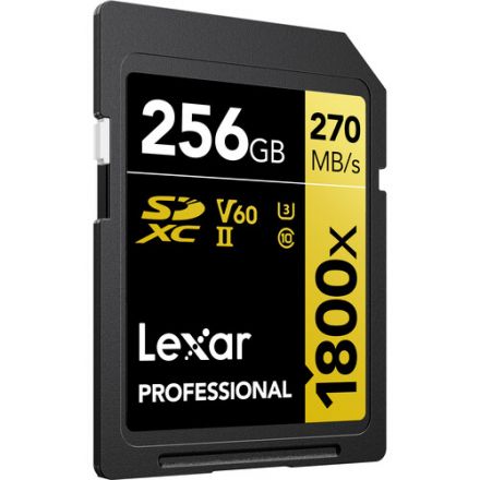 LEXAR PROFESSIONAL 1800X SDXC UHS-II 256GB MEMORY CARD 270MB/S - 180MB/S C10 V60 U3