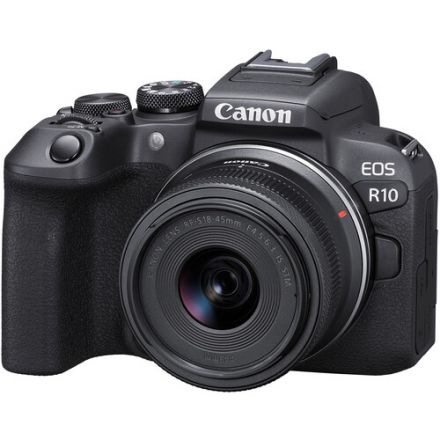CANON EOS R10 MIRRORLESS CAMERA + RF-S 18-45MM F4.5-6.3 IS STM LENS + MOUNT ADAPTER EF-EOS R