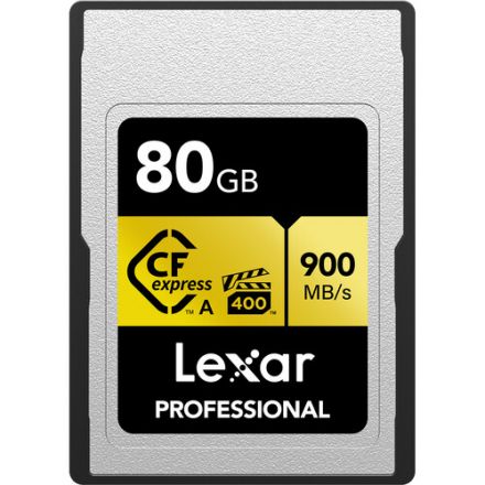 LEXAR 80GB LEXAR PROFESSIONAL CFEXPRESS TYPE A MEMORY CARD GOLD SERIES, UP TO 900MB/S READ 800MB/S WRITE VPG 400 - LCAGOLD080G-RNENG