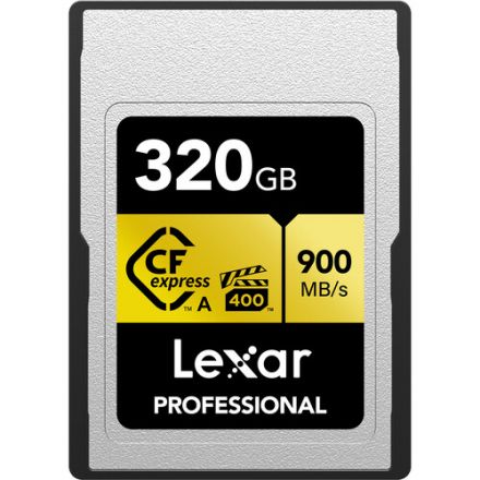 LEXAR 320GB LEXAR PROFESSIONAL CFEXPRESS TYPE A MEMORY CARD GOLD SERIES, UP TO 900MB/S READ 800MB/S WRITE VPG 400 WITH USB3.2 GEN 2 READER - LCAGOLD320G-RNENG
