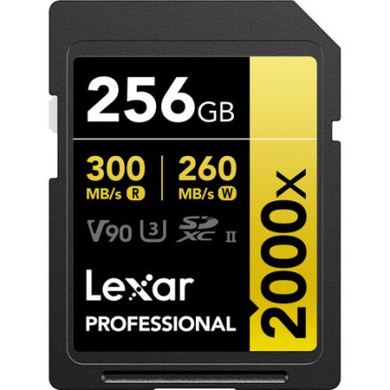 LEXAR PROFESSIONAL 2000X SDHC UHS-II 256GB MEMORY CARD 300MB/S - 260MB/S C10 V90 U3 - LSD2000256G-BNNNG