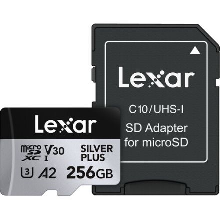LEXAR 256GB PROFESSIONAL SILVER PLUS MICROSDXC UHS-I CARD, UP TO 205MB/S READ 150MB/S WRITE C10 V30 U3 - LMSSIPL256G-BNANG