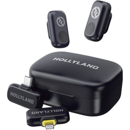 HOLLYLAND LARK A1 COMBO 2-PERSON WIRELESS MICROPHONE SYSTEM WITH USB-C AND LIGHTNING CONNECTORS FOR MOBILE DEVICES (SPACE GRAY, 2.4 GHZ)