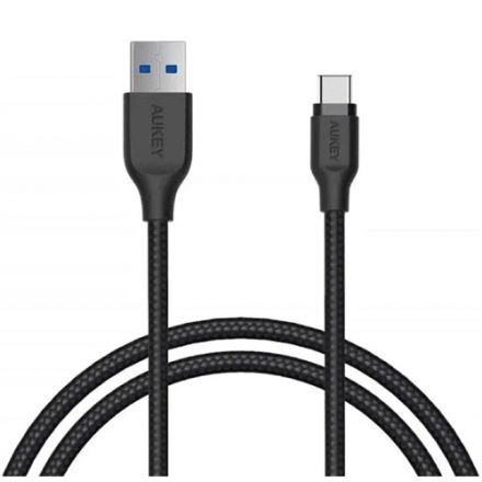AUKEY CB-AC1 BLACK BRAIDED NYLON USB 3.1 GEN 1 TO USB-C CABLE ( 1.2M / 3.9FT )