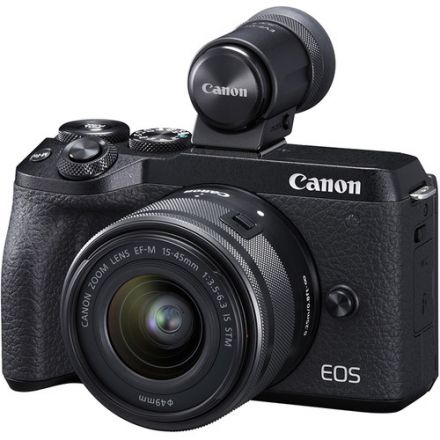 CANON EOS M6 MARK II MIRRORLESS DIGITAL CAMERA WITH 15-45MM LENS AND EVF-DC2 VIEWFINDER