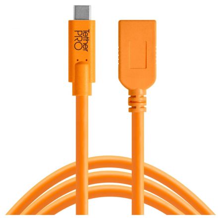 TETHER TOOLS TETHERPRO CUCA415-ORG USB-C MALE TO USB-A 3.0 FEMALE EXTENTION CABLE (4.6M)